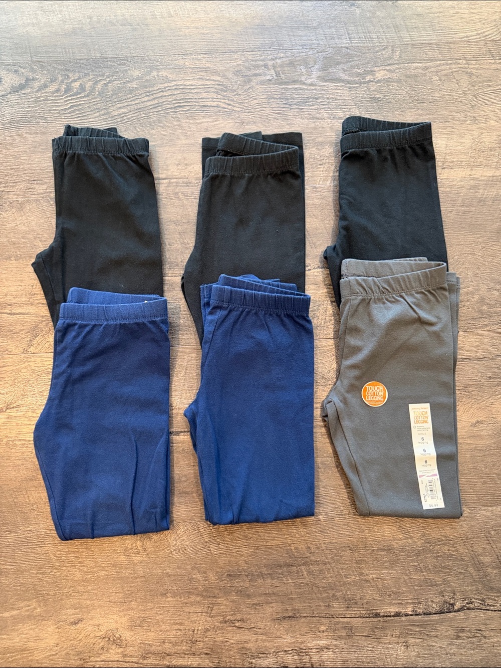 Jumping Beans size 6 BUNDLE (6) Black/Gray/Navy Blue Tough Cotton Solid Leggings